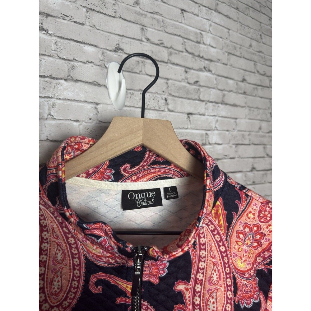 Onque Casual Women's Paisley Floral Full Zip Jacket - Size L - Picture 3 of 5